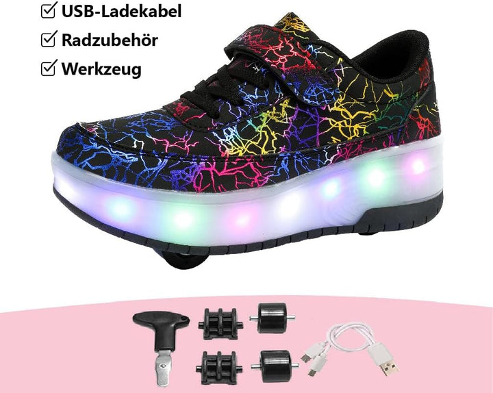 HUSKSWARE Rollschuhe Schuhe Jungen Mädchen Mit 4 Rollen Skateboardschuhe, verstellbar Jugend Schuhe