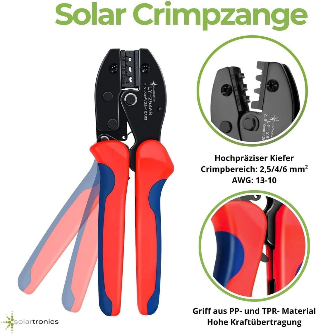SOLARTRONICS Crimpzangenset für 2,5 4 6mm² Solarkabel,16 Paar Männlich/Weiblich Solarstecker, Solar-
