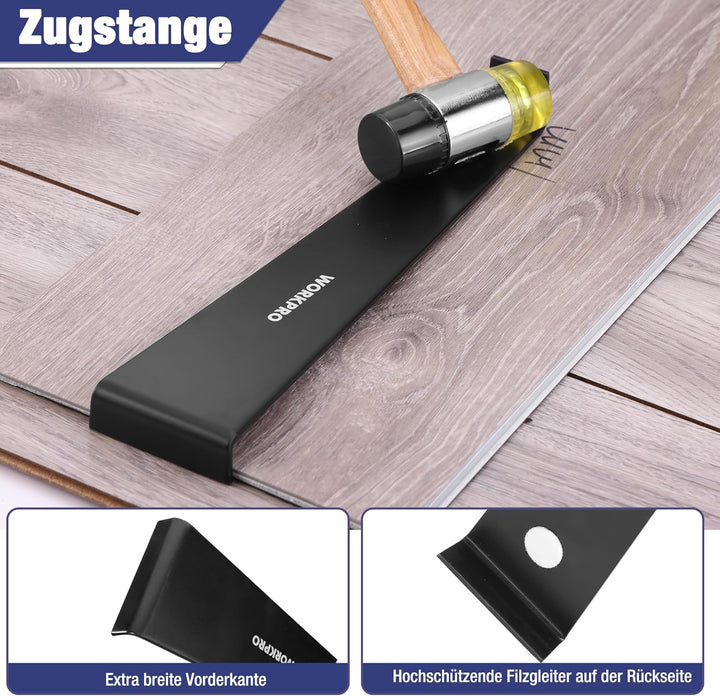 WORKPRO Laminat Verlegeset, Werkzeug zum Verlegen von Laminat mit 30 Abstandshalter, doppelseitigem