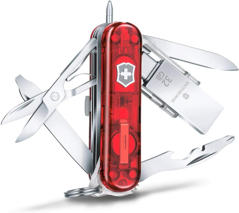 Victorinox, Taschenmesser, klein, Midnite Manager@work, 58 mm, rot transparent (11 Funktionen, Kling