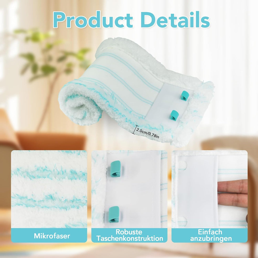 4 Stück Bodenwischer Ersatzbezug für Leifheit Profi XL Micro Duo/Profi XL Cotton Plus Wischbezug, fü