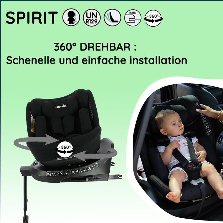 Nania - Kinderautositz SPIRIT 360° drehbar - I-Size 40-150 cm - wächst mit von Geburt an bis ca. 12