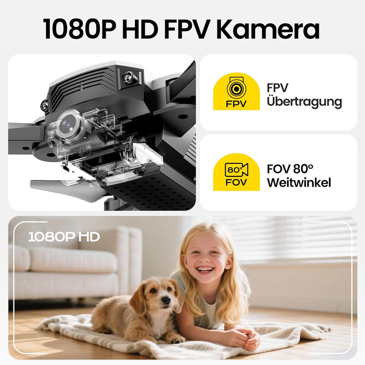 DEERC D20 Mini Drohne für Kinder mit 1080P Kamera, faltbarer RC Quadcopter mit FPV Live-Übertragung,