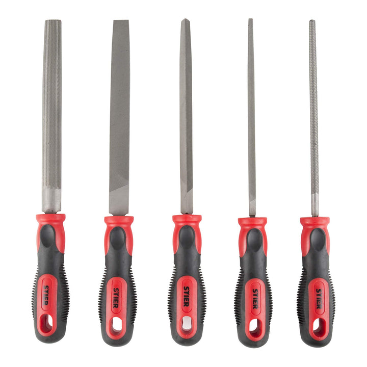 STIER Werkstattfeilen-Satz, Blattlänge 250mm, H2, 5-teilig, nach DIN 7261, 2-Komponenten-Griff, hohe