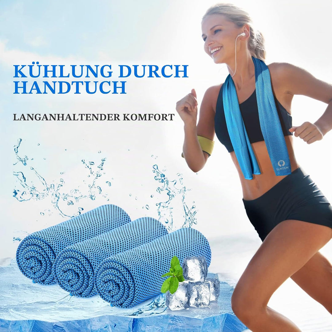 Sukeen Kühltuch 2er Set, 100 x 30 cm Cooling Towel Handtuch kühlend Mikrofaser, Kühlendes Handtuch,