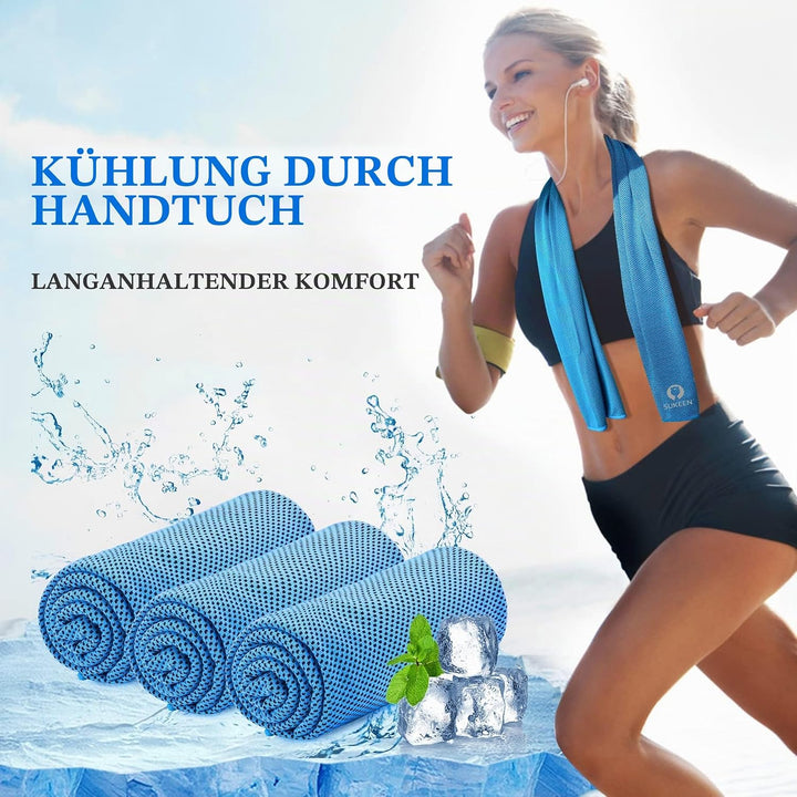 Sukeen Kühltuch 2er Set, 100 x 30 cm Cooling Towel Handtuch kühlend Mikrofaser, Kühlendes Handtuch,