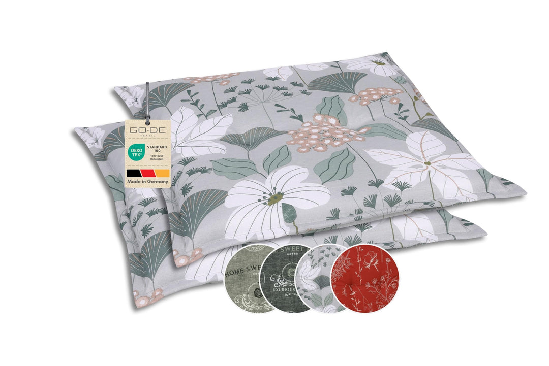Bequeme und attraktive Polsterauflagen für Gartenhocker (2er-Set, Ginkgoblatt grün, Hockerauflage) H