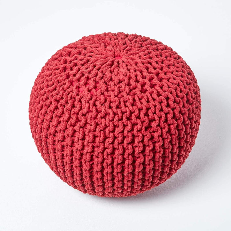 Homescapes Pouf Strickpouf rundes Bodenkissen Sitzpouf 35 x 40 cm, gepolsterter Sitzhocker, Sitzpuff