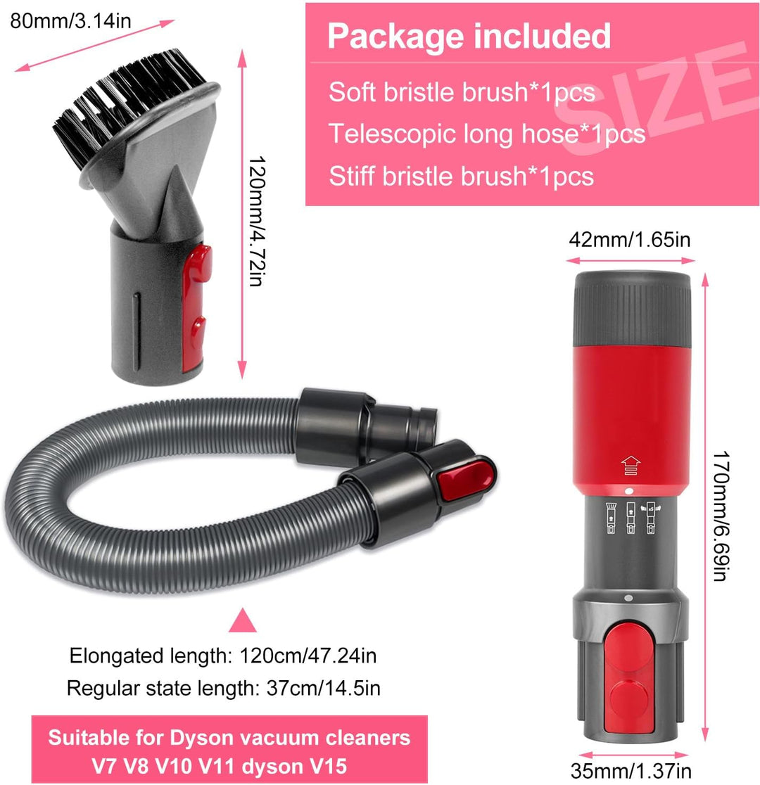3 Stück Rückstandsloser Staubpinsel Staubsauger Zubehör Set, Kratzfreie Staubbürste für Dyson Schlau