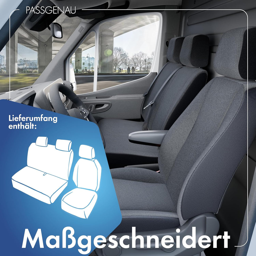 Walser Transporter Sitzbezüge Auto kompatibel mit Mercedes-Benz Viano/Vito, Einzel/Doppelbank, Auto