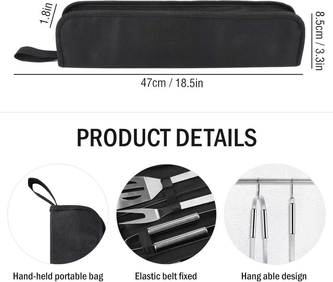 Grillbesteck Set Werkzeug-Set, 7-teilig BBQ Grill Werkzeuge Zubehör, Grillgabel, Grillklammern, Spat