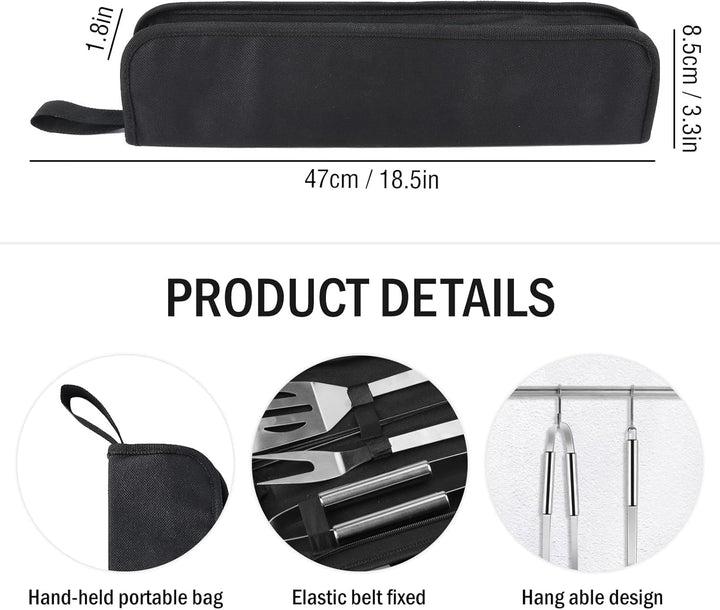 Grillbesteck Set Werkzeug-Set, 7-teilig BBQ Grill Werkzeuge Zubehör, Grillgabel, Grillklammern, Spat