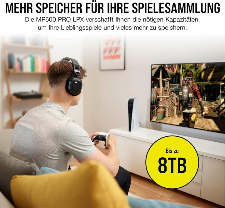 Corsair MP600 PRO LPX M.2 NVMe PCIe x4 Gen4 SSD, 1 TB, optimiert für PS5 Black, 1 Stück 1 TB Schwarz