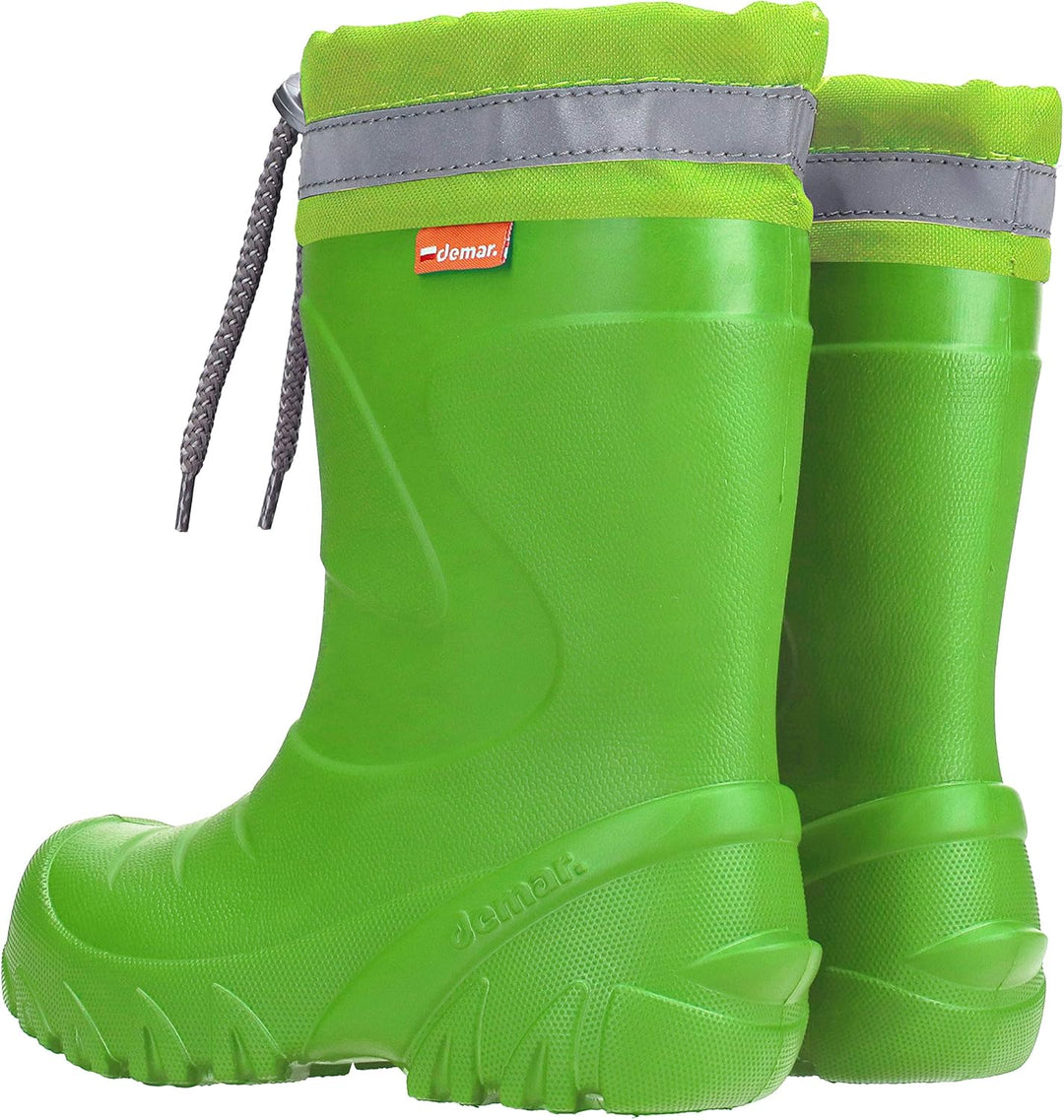 DEMAR. Eva federleichte Kinder Gummistiefel mit Stulpe gefüttert mit Wolle MMT-S 24/25 EU Grün, 24/2