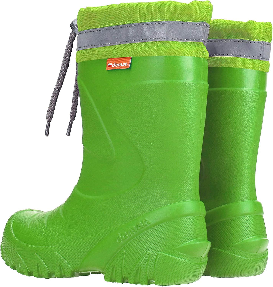 DEMAR. Eva federleichte Kinder Gummistiefel mit Stulpe gefüttert mit Wolle MMT-S 24/25 EU Grün, 24/2