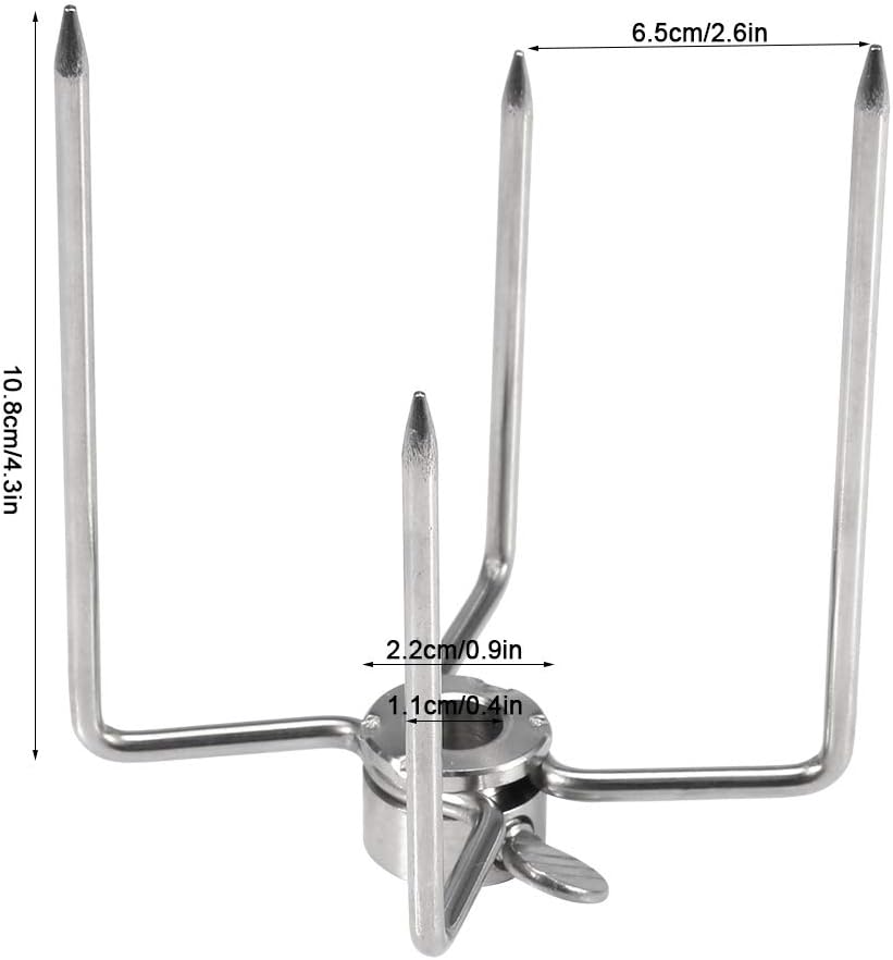 2 Fleischnadeln Set Edelstahl Rostfrei,Fleischklammer für Drehspiess,mit Feststellschraube,Universal