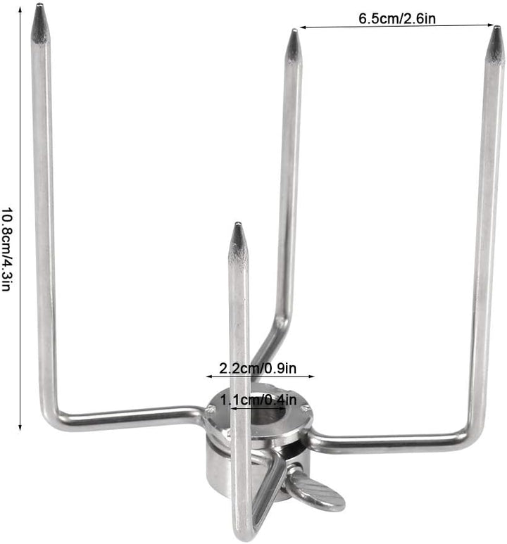 2 Fleischnadeln Set Edelstahl Rostfrei,Fleischklammer für Drehspiess,mit Feststellschraube,Universal