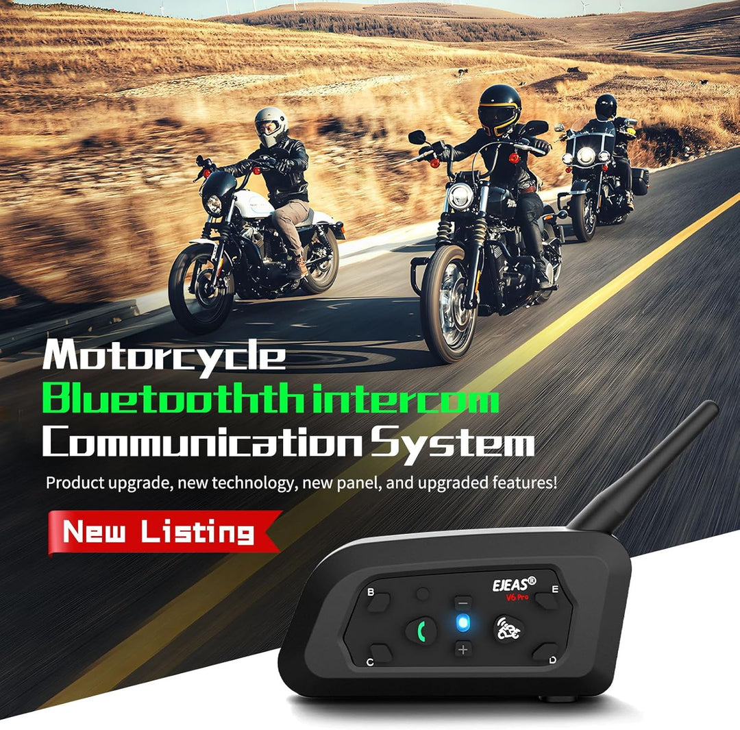 EJEAS V6 Pro+ Bluetooth-Gegensprechanlage für Motorradhelme, Verbessertes Bluetooth 5.1-Kommunikatio