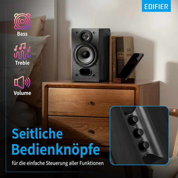 EDIFIER Studio R1380T 2.0 Regallautsprecher-System (42 Watt) im Echtholzgehäuse (MDF). Zwei LINE IN