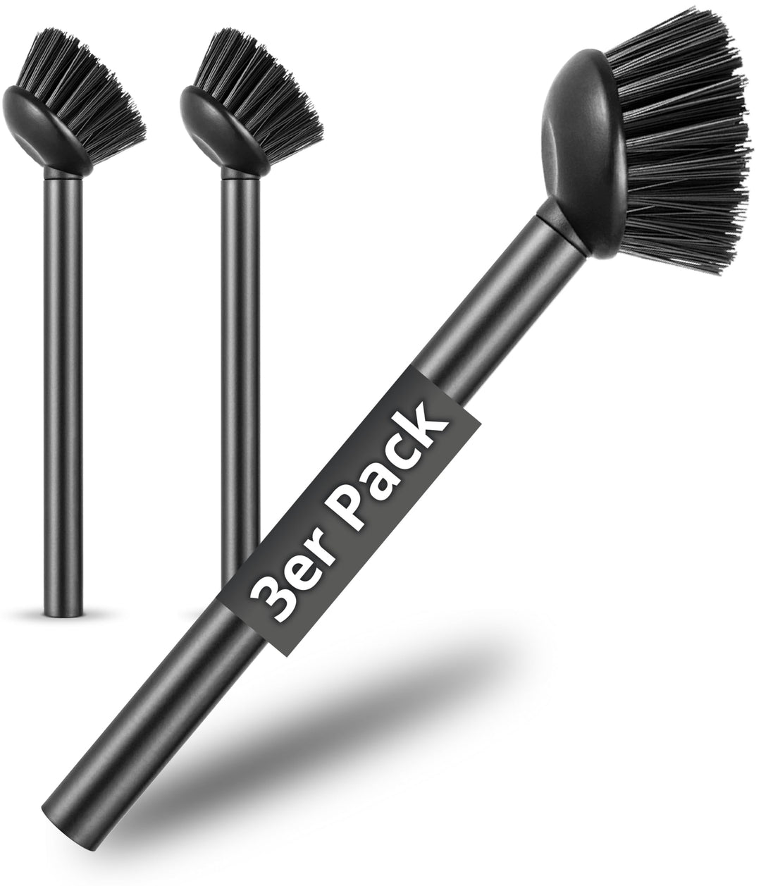 Spülbürste 3er Pack schwarz I Langer Griff I Modernes Design, minimalistisch I Küchenbürste handlich