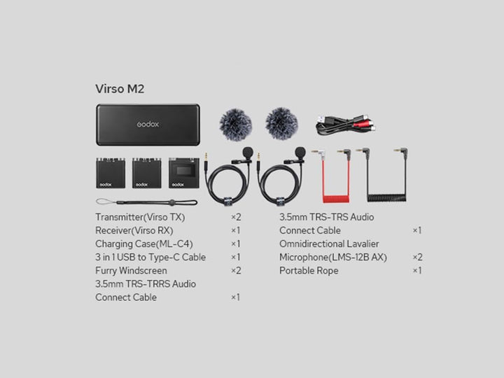 Godox VIRSO M2 2,4 GHz Kabelloses Mikrofonsystem