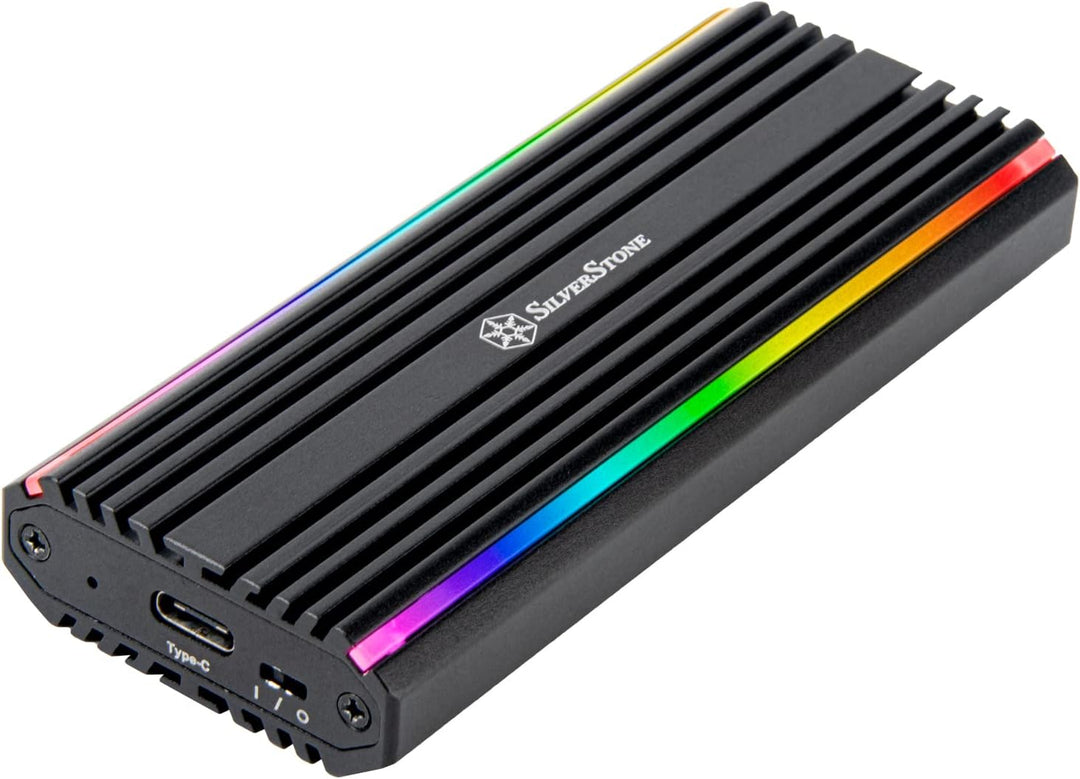SilverStone Technology SST-MS13 - USB-C-3.2-Gen2-10-Gbps-NVMe- / SATA-M.2-SSD-RGB-Gehäuse, 71175, Sc