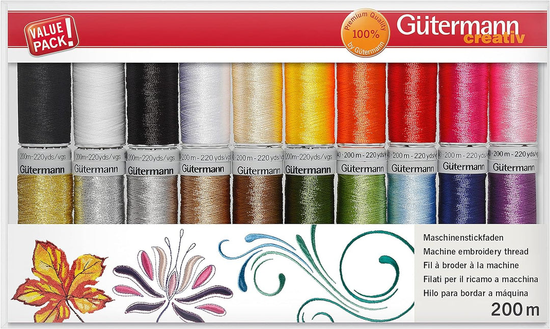 Gütermann creativ Maschinenstickfaden-Set mit 20 Spulen in verschiedenen Farben 20 Spulen classic, 2