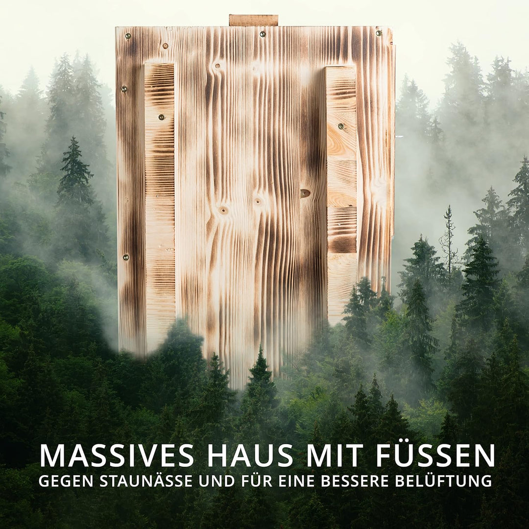 Premium Schildkrötenhaus (SH1) Gebrannt aus 20mm starken Vollholz - Wetterfest mit Boden und Tür inc