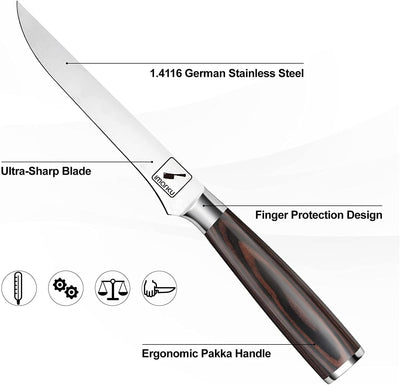 imarku Ausbeinmesser, 17cm Profi Filetiermesser Fisch, Küchenmesser mit Flexibel Ultrascharfes Kling