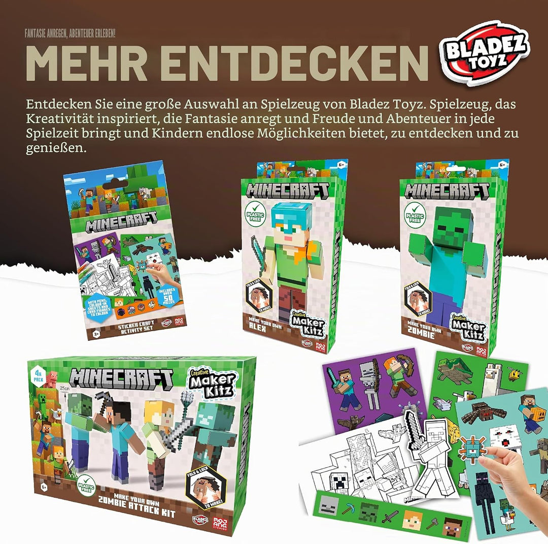 Minecraft BLADEZ Bumper Activity Set, Kunst und Handwerk, lizenziertes Schreibwaren-Set mit Stiften