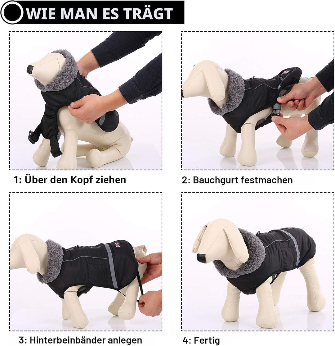 Warmer Hundemantel, reflektierend, wasserdicht, Winddicht, Hundejacke mit Rollkragen für kaltes Wett