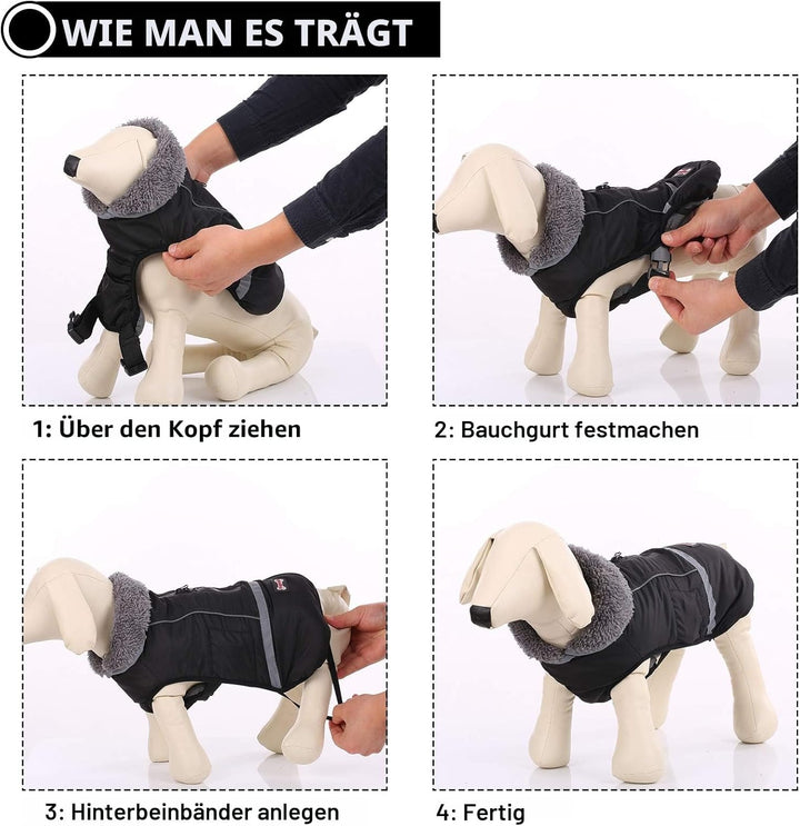 Warmer Hundemantel, reflektierend, wasserdicht, Winddicht, Hundejacke mit Rollkragen für kaltes Wett