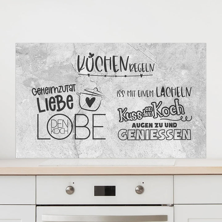 GRAZDesign Spritzschutz Küchenrückwand Glas Küche für Herd & Küchenspüle, Granit Optik in grau mit K