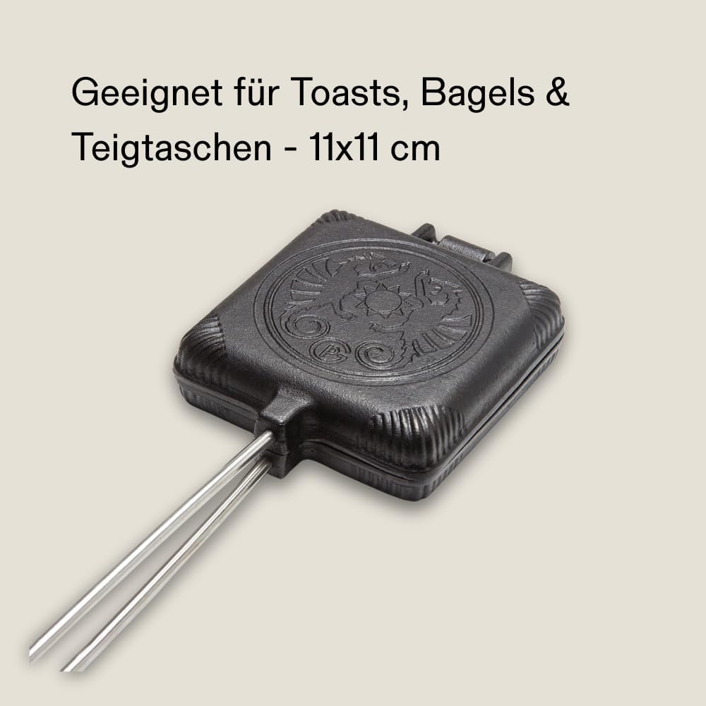 Petromax Sandwicheisen aus Gusseisen | mit langem Stiel für Gas oder Holzkohlegrills | im Feuer, auf