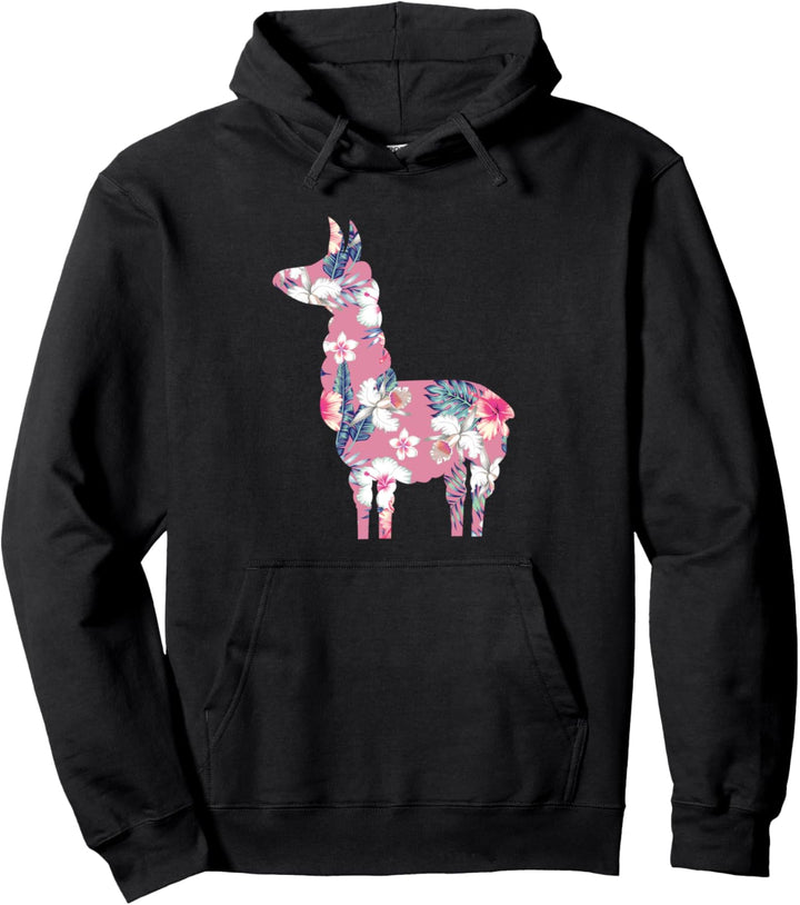 Lama Blumen Muster Lustiges Geschenk Fun Pullover Hoodie