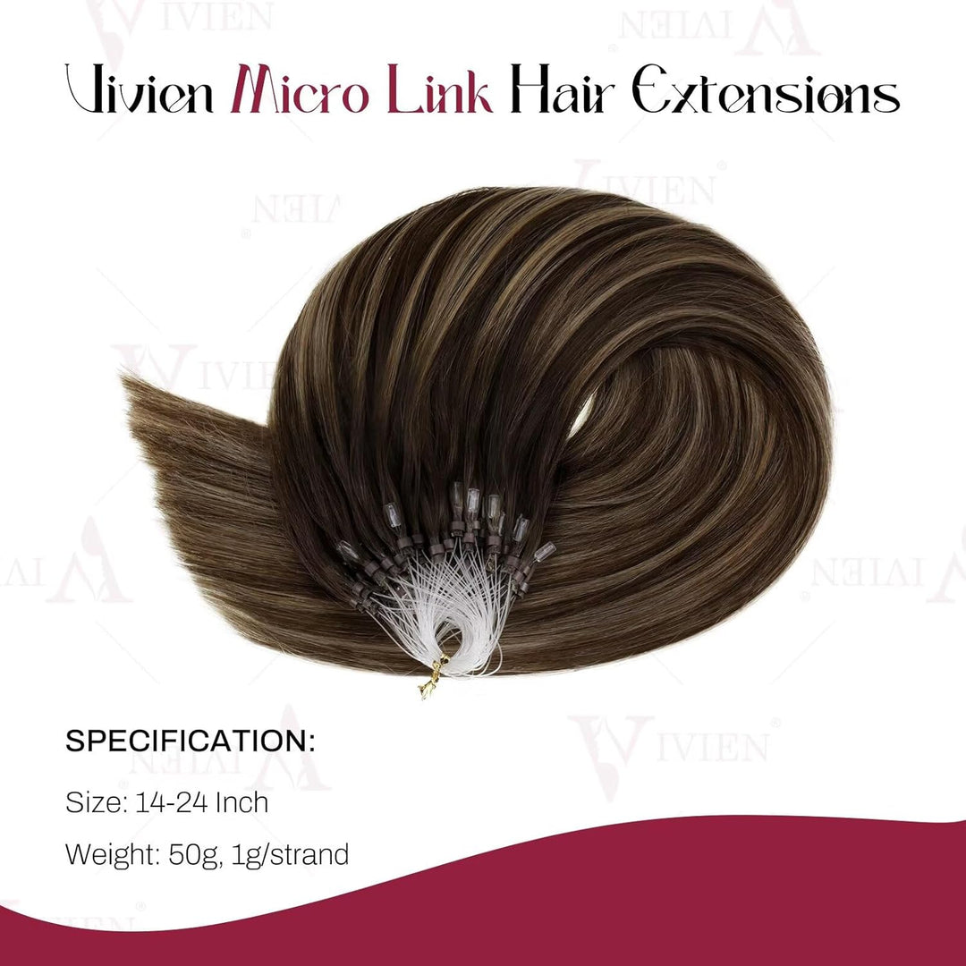 Vivien Extensions Echthaar Microring Braun Extensions Microring Echthaar Balayage Dunkelstes Braun b