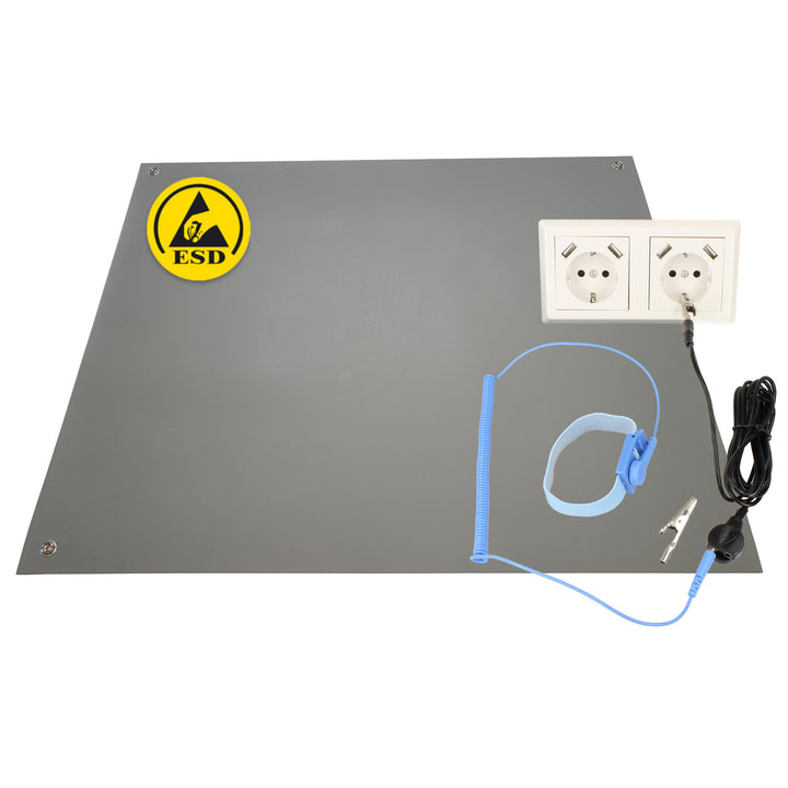Minadax 80 x 60cm Antistatik ESD Computer Matte Tischmatte „Premiumqualität“ inkl. Manschette + 2,4m