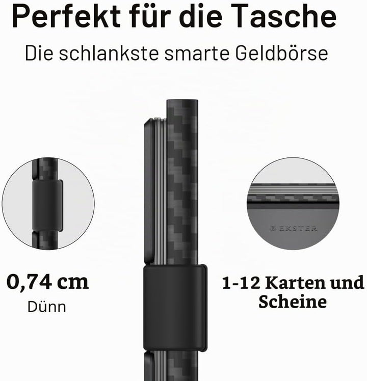 Ekster Carbon Cardholder Smart Wallet gebaut für schnellen Zugriff., Carbon Fiber, Minimalistisch, C