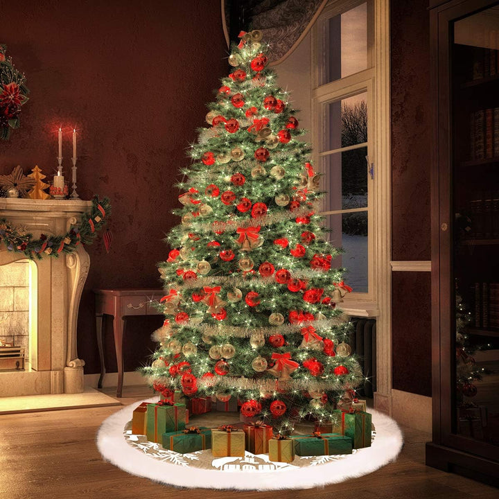 VOSAREA Weihnachtsbaum Rock Weihnachtsbaumdecke Rund Weihnachtsbaum Decke Gross Fell Christbaumdecke