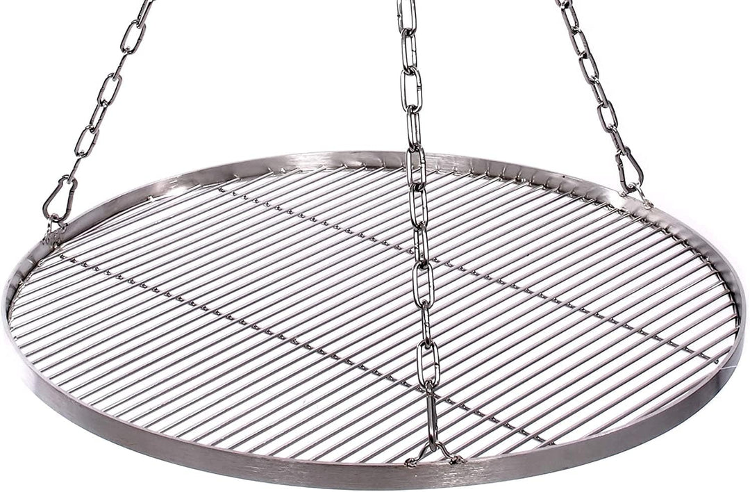 WiMi Grillrost Ø 55 cm mit Kette Edelstahl Grillstabdicke 4 mm Stababstand 10 mm für Schwenkgrill BB