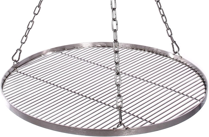 WiMi Grillrost Ø 55 cm mit Kette Edelstahl Grillstabdicke 4 mm Stababstand 10 mm für Schwenkgrill BB