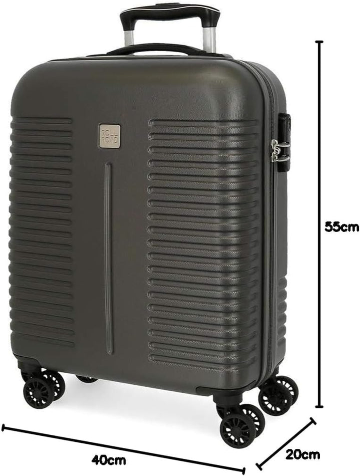 Roll Road India Kabinenkoffer Grau 40x55x20 cms Hartschalen ABS Kombinationsschloss 37L 2,5Kgs 4 Dop