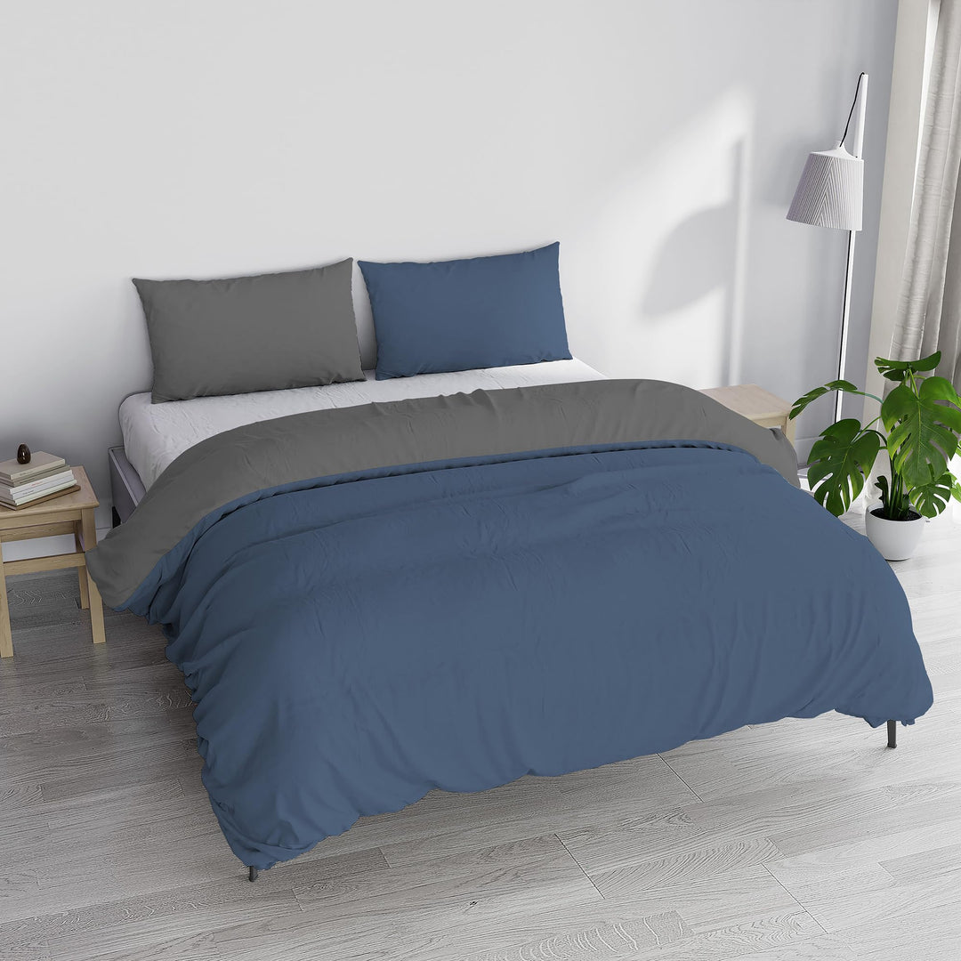 Italian Bed Linen Bettwäscheset für Doppelbetten, 250 x 200 cm 250 x 200 cm Avorio/Grigio, Avorio/Gr