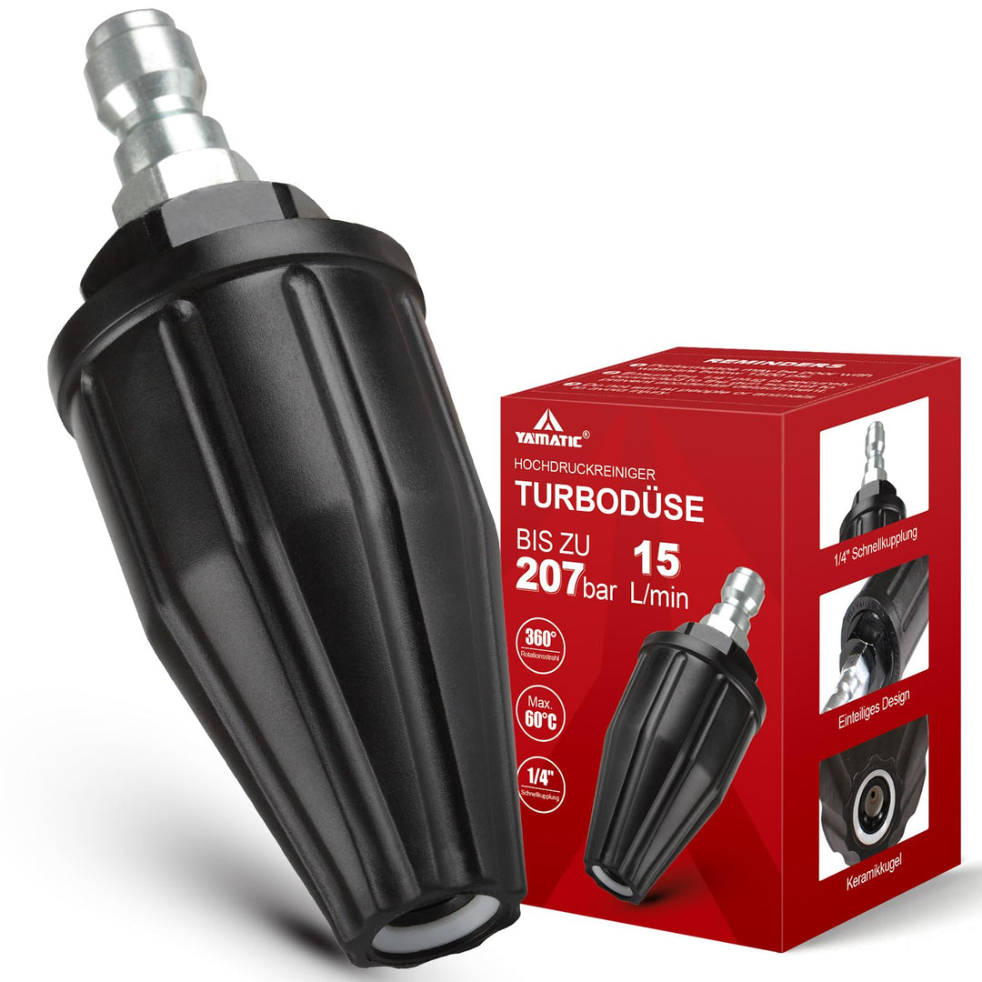 YAMATIC Turbo-Düse für Hochdruckreiniger, 360° Rotationsdüse, 3000 PSI (207 bar), 4,0 GPM (15,1 l/mi
