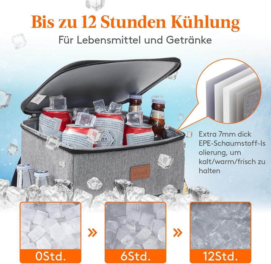 Lifewit 24L Kühl Rucksack Kühlrucksack Kühltasche Picknicktasche Gross Isoliert Cooler Bag Männer Fr