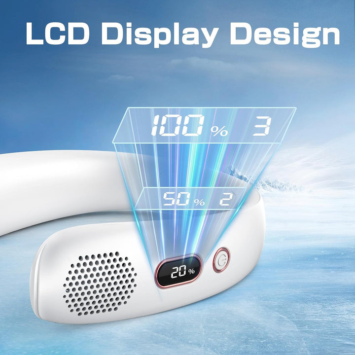 YAZEKY Tragbarer Nackenventilator Leise USB - 360° Kühlung Hals Ventilator mit LCD Display, 3 Stufen