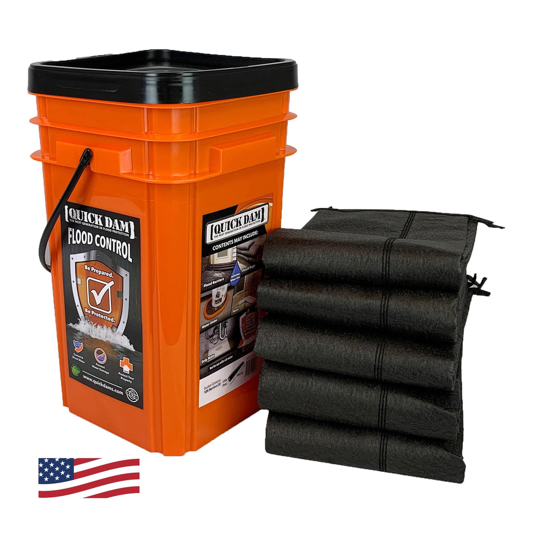 Quick Dam QDGG10-5 Flood Emergency Kit Grab & Go Flutbarrieren, 3 m, 5 Stück, Orange, 14 x 14 x 17 i