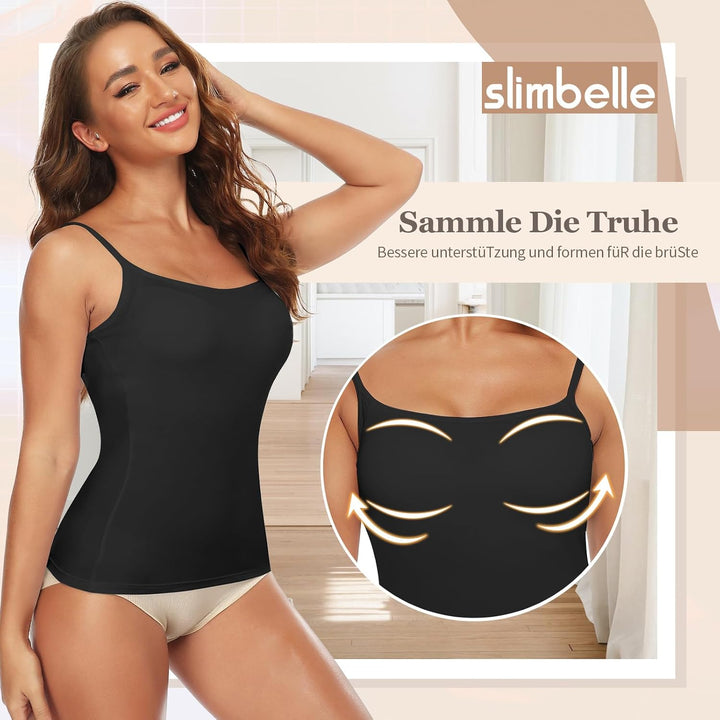 SLIMBELLE Damen Unterhemd BH Hemd Seamless Tank Top mit entfernbaren Cups Bauchweg Shapewear Top Ohn