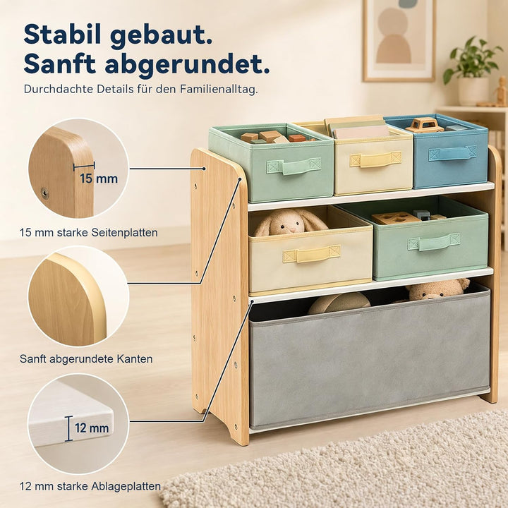 ALVIX Spielzeugregal mit 6 Aufbewahrungsboxen, Spielzeug Organizer | Herausnehmbare Boxen für Spielz