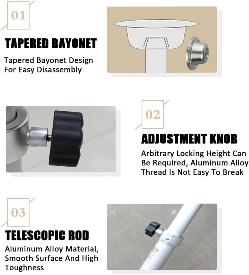 Fydun Tischbein RV Abnehmbare Tischstütze Höhenverstellbar 430-745mm Aluminiumlegierung für Yachten